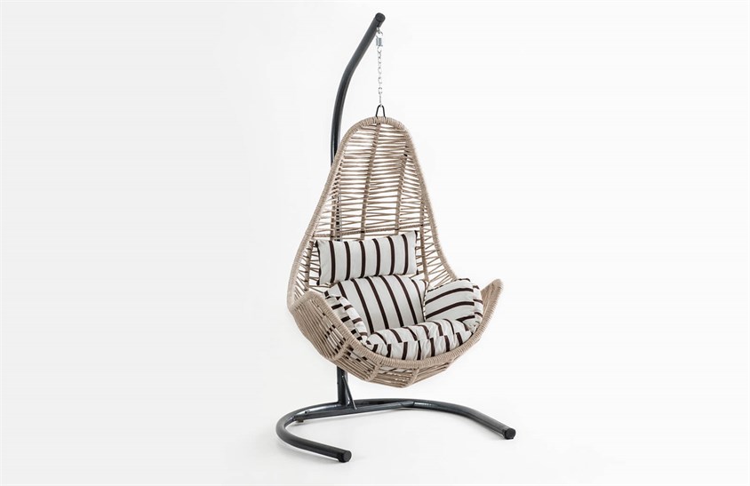 Rattan Bahçe - Balkon Salıncağı Krem - Zebra Minder CV-38 Salıncak İndirimli Mobilya