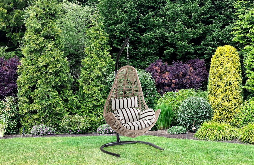 Rattan Bahçe - Balkon Salıncağı Krem - Zebra Minder CV-38 Salıncak İndirimli Mobilya