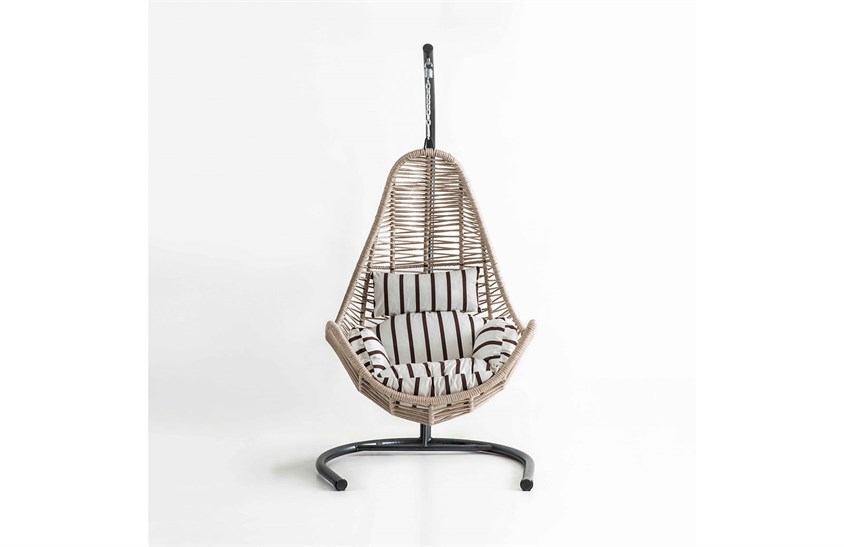 Rattan Bahçe - Balkon Salıncağı Krem - Zebra Minder CV-38 Salıncak İndirimli Mobilya