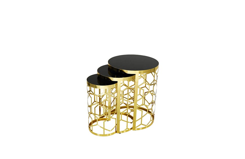 HR-8001 Petek Model Zigon Sehpa Gold Zigon Sehpa