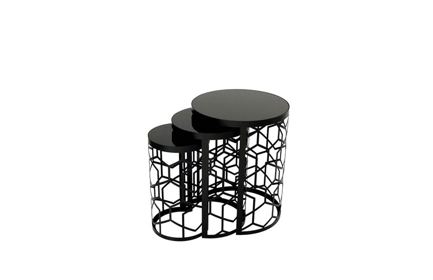 HR-8003 Petek Model Zigon Sehpa Siyah Zigon Sehpa