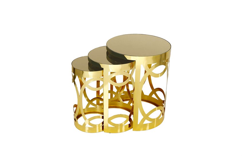 HR-8013 Halka Zigon Sehpa Gold Zigon Sehpa