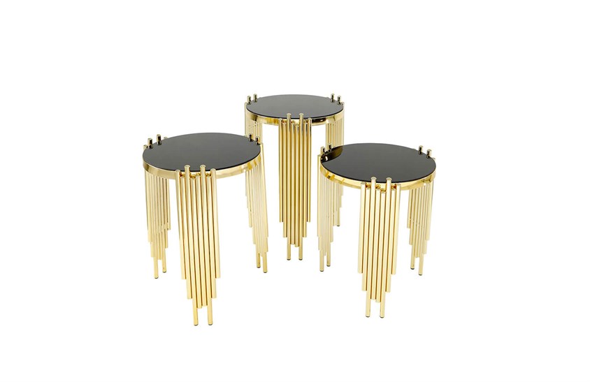 HR-8027 Güneş Zigon Sehpa Gold Zigon Sehpa