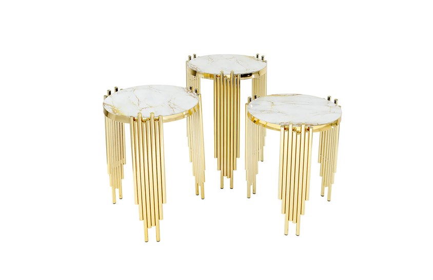 HR-8028 Güneş Zigon Sehpa Gold Zigon Sehpa