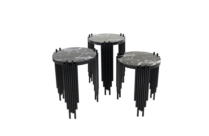 HR-8030 Güneş Zigon Sehpa Siyah Zigon Sehpa