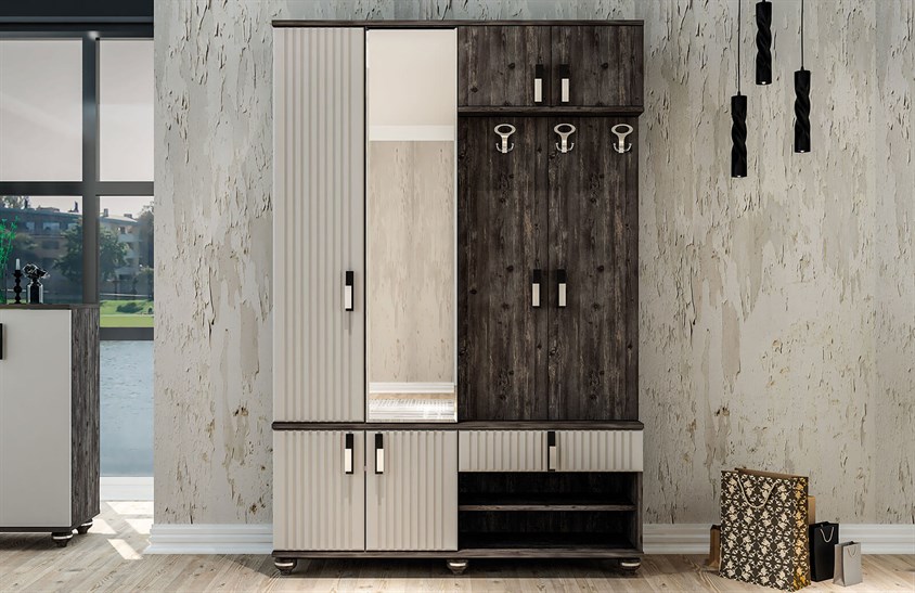 OR-5003 Ayakkabılık Aynalı Portmanto Kumbeji Vestiyer Portmanto