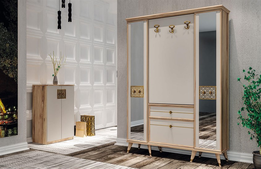 OR-5011 Ayakkabılık Aynalı Portmanto Vestiyer Portmanto