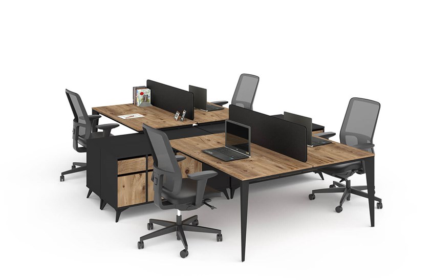 Beta İş İstasyonu Açık Ofis Mobilyası Takımı Siyah Ofis İş İstasyonu