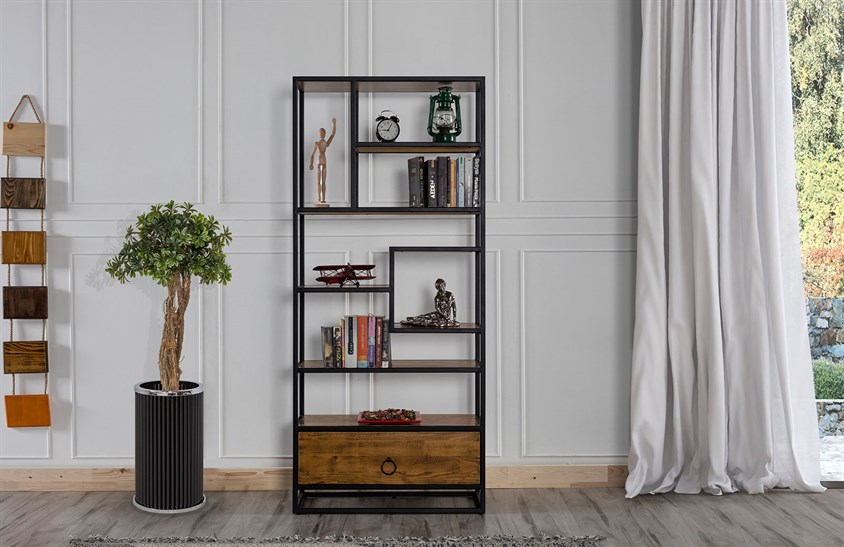 ENGC - Ahşap Seri - 0003 Kitaplık Svr Wood & Loft Kitaplıklar