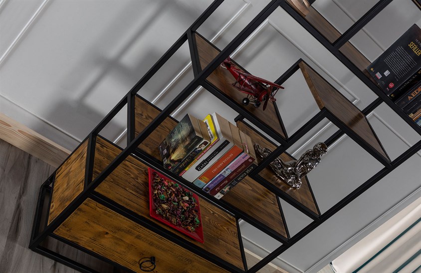 ENGC - Ahşap Seri - 0003 Kitaplık Svr Wood & Loft Kitaplıklar