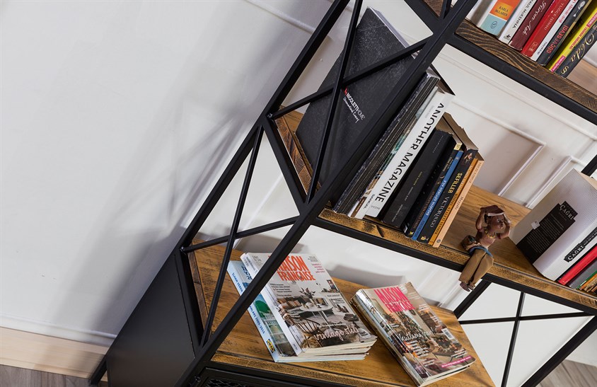 ENGC - Ahşap Seri - 0006 Kitaplık Svr Wood & Loft Kitaplıklar