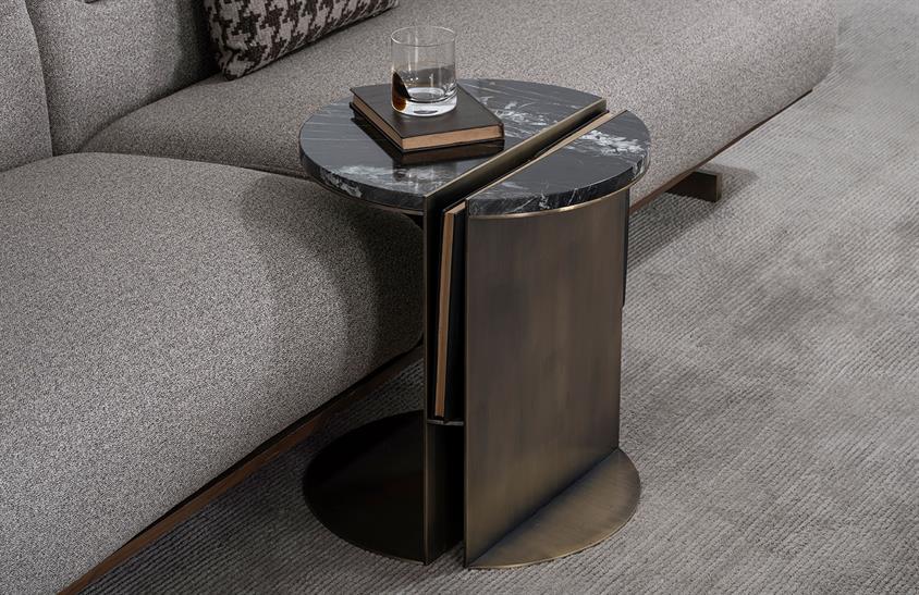 Lisaa ST- Bölmeli Yan Sehpa Pirinç Yan Sehpa