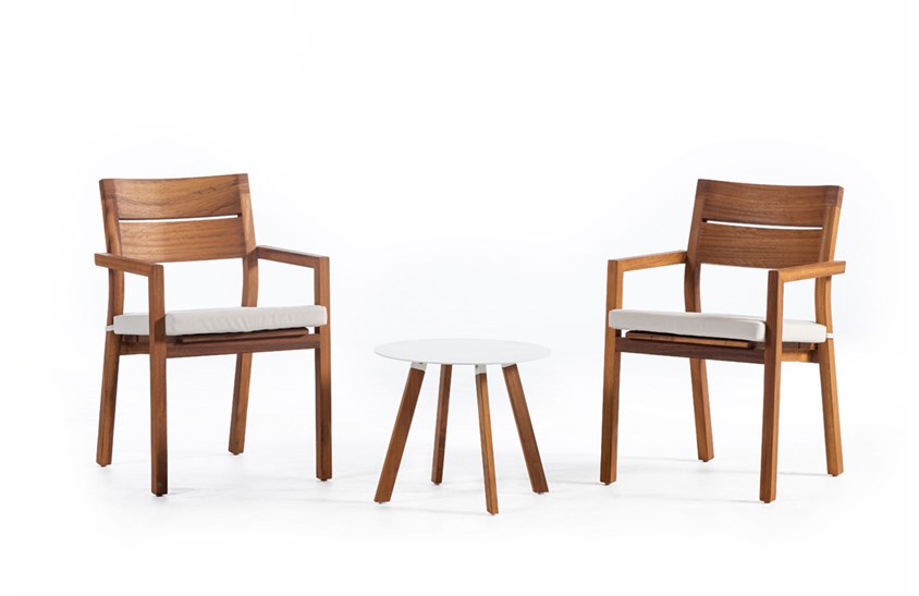 Ahşap Bahçe Sandalyesi Kollu Minderli 55 cm ER-1044 İndirimli Mobilya