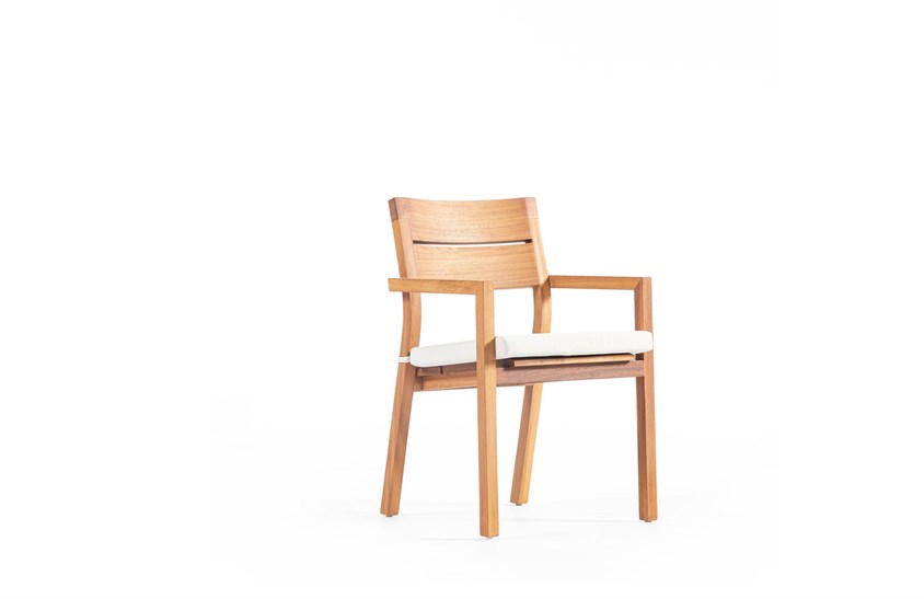 Ahşap Bahçe Sandalyesi Kollu Minderli 55 cm ER-1044 İndirimli Mobilya