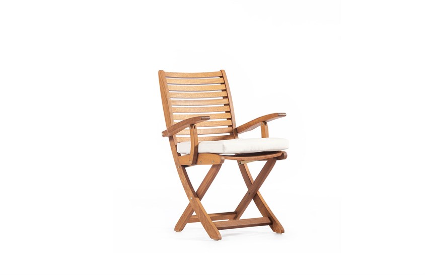 Ahşap Bahçe Sandalyesi Kollu Minderli 57 cm ER-1032 İndirimli Mobilya