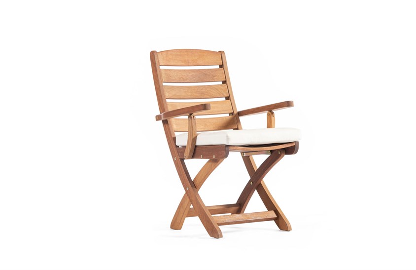 Ahşap Bahçe Sandalyesi Kollu Minderli 60 cm ER-1040 İndirimli Mobilya