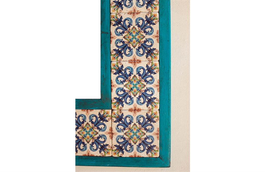 Ahşap Çerçeveli Traverten Taş Detaylı Ayna -DC1778 Ayna Modelleri