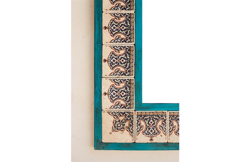 Ahşap Çerçeveli Traverten Taş Detaylı Ayna -DC1779 Ayna Modelleri