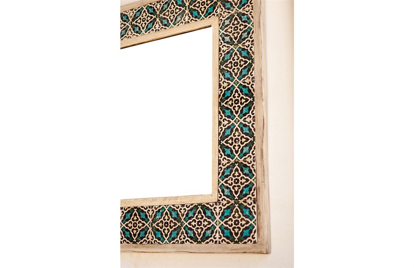 Ahşap Çerçeveli Traverten Taş Detaylı Ayna -DC1781 Ayna Modelleri