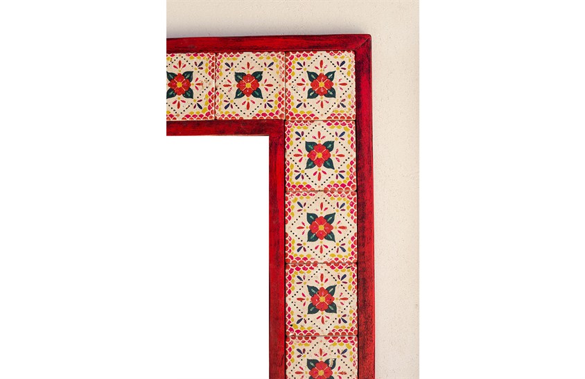 Ahşap Çerçeveli Traverten Taş Detaylı Ayna -DC1782 Ayna Modelleri