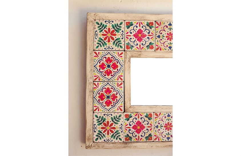 Ahşap Çerçeveli Traverten Taş Detaylı Ayna -DC1783 Ayna Modelleri