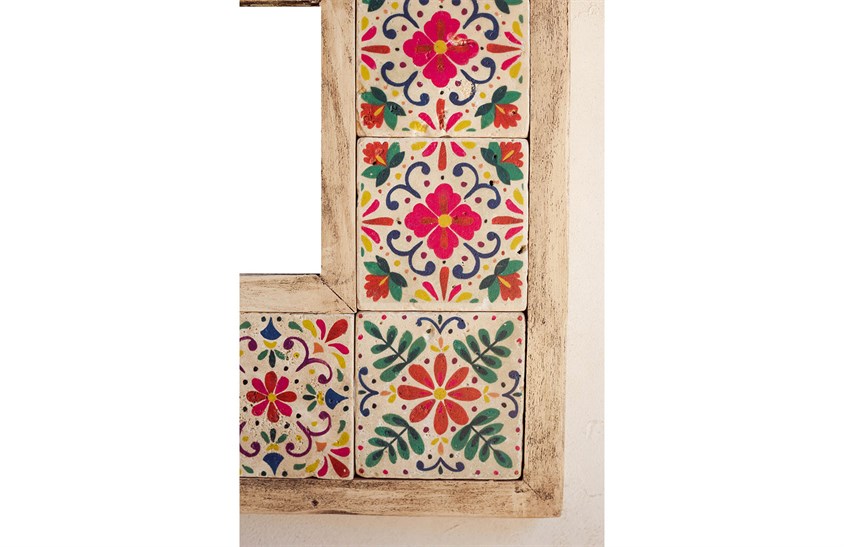 Ahşap Çerçeveli Traverten Taş Detaylı Ayna -DC1783 Ayna Modelleri