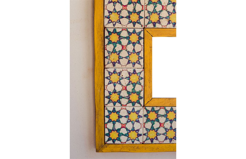 Ahşap Çerçeveli Traverten Taş Detaylı Ayna -DC1784 Ayna Modelleri