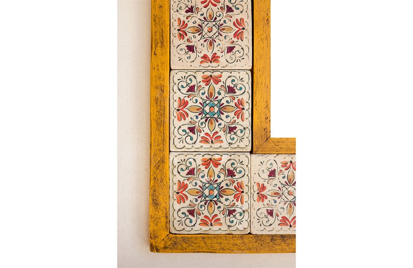 Ahşap Çerçeveli Traverten Taş Detaylı Ayna -DC1785 Ayna Modelleri