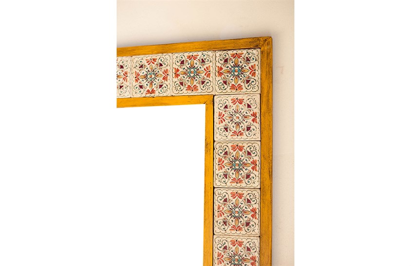 Ahşap Çerçeveli Traverten Taş Detaylı Ayna -DC1785 Ayna Modelleri