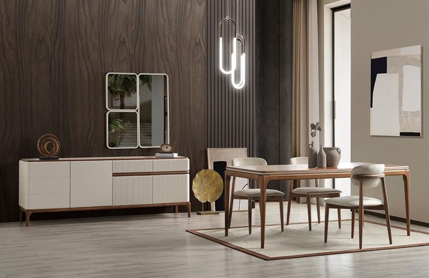 Marika Ceviz Yemek Odası Takımı Modern Yemek Odası