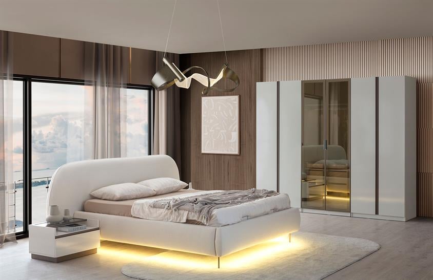 Vera Yatak Odası Takımı - Ahşap Ve Cam Kapaklı Modern Yatak Odası