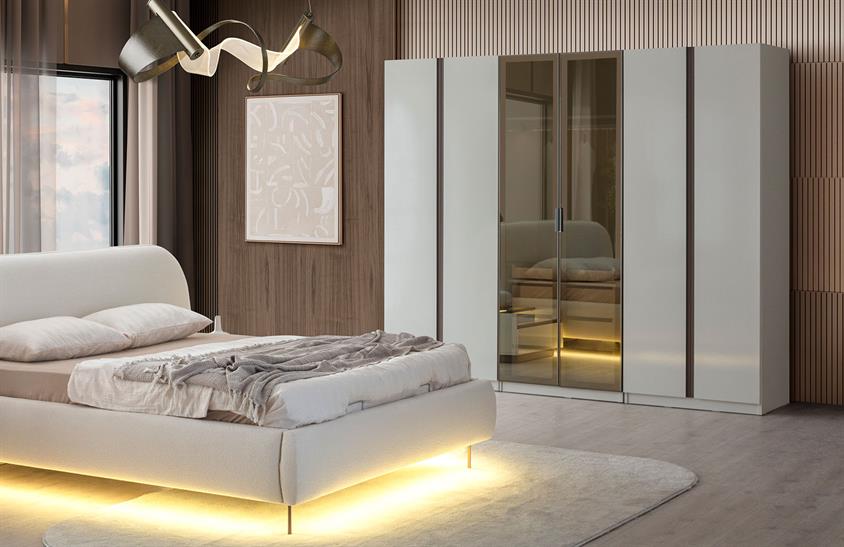 Vera Yatak Odası Takımı - Ahşap Ve Cam Kapaklı Modern Yatak Odası