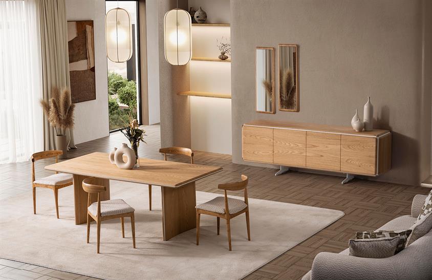 Florian Yemek Odası Takımı Meşe Modern Yemek Odası