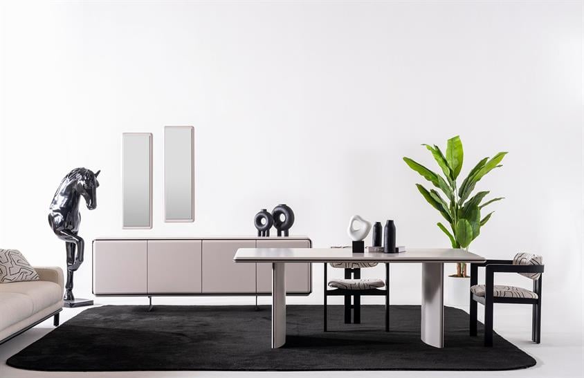 Florian Yemek Odası Takımı Sis Grisi Modern Yemek Odası