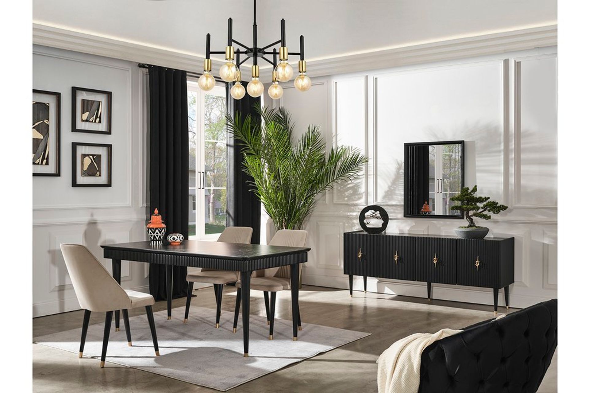 Siyah Creo Yemek Odası Takımı İndirimli Mobilya