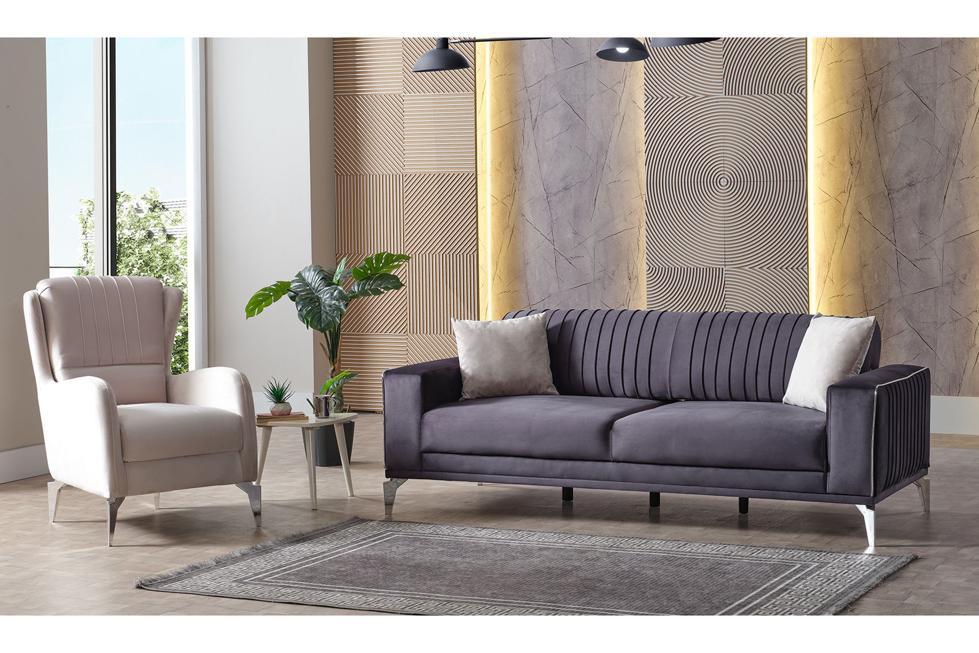 Bella Koltuk Takımı, Koyu Gri Krem