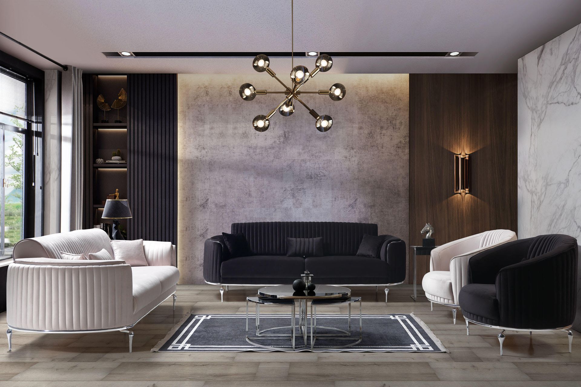 Prestij Koltuk Takımı, Siyah Krem İndirimli Mobilya