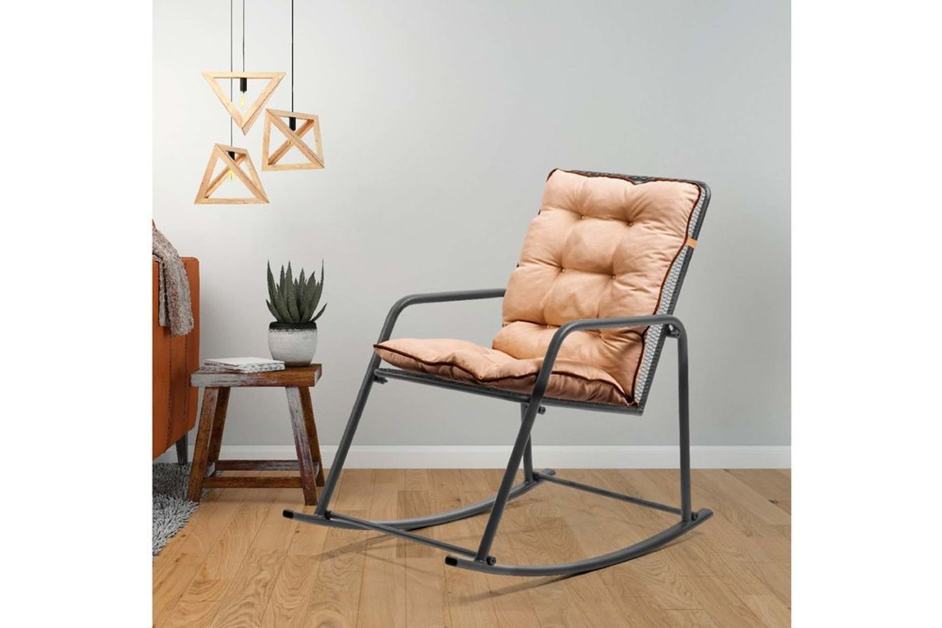Retodesign Minderli Sallanan Sandalye, Siyah, MetalDinlenme Koltuk