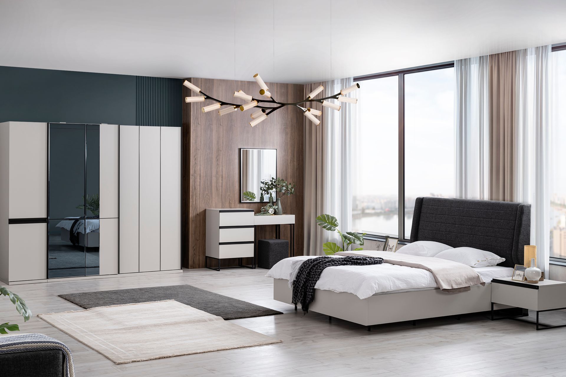 Karo Dolunay Yatak Odası Takımı, Sürgü Kapaklı İndirimli Mobilya