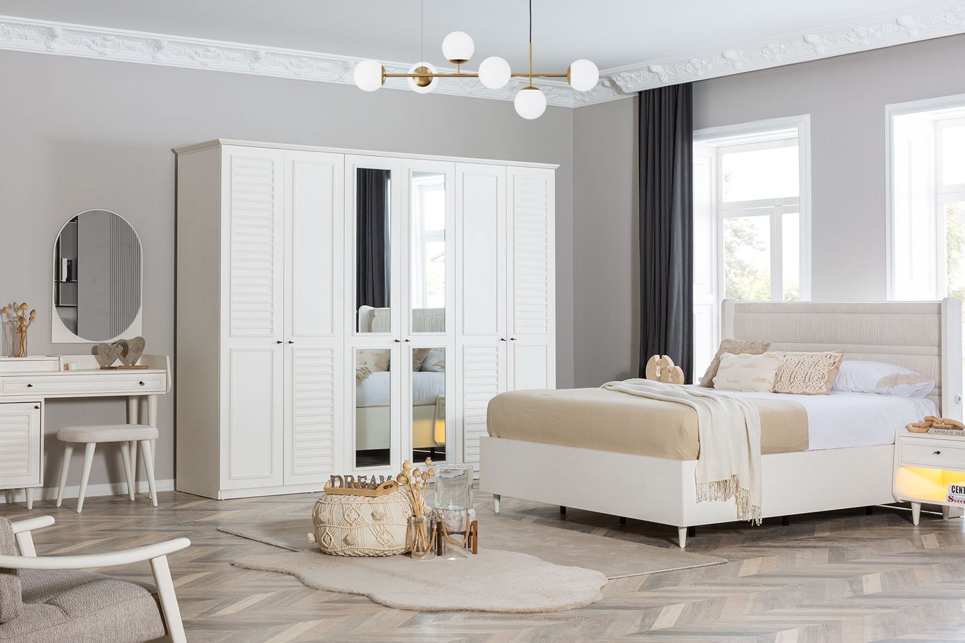 Agra Yatak Odası Takımı, 6 Kapaklı Modern Yatak Odası