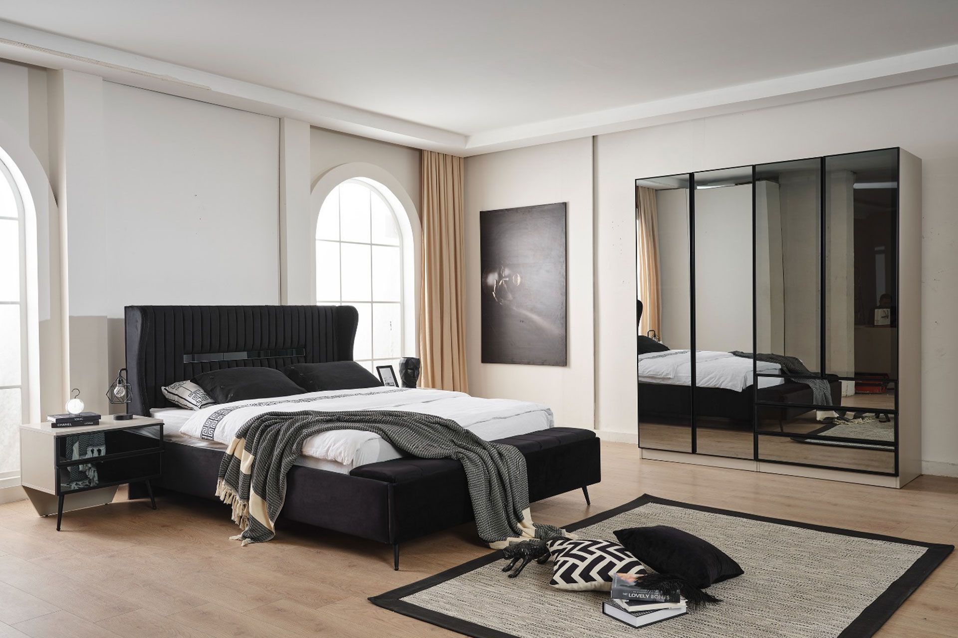 Asos Reflekte Cam Yatak Odası Takımı, 4 KapaklıModern Yatak Odası