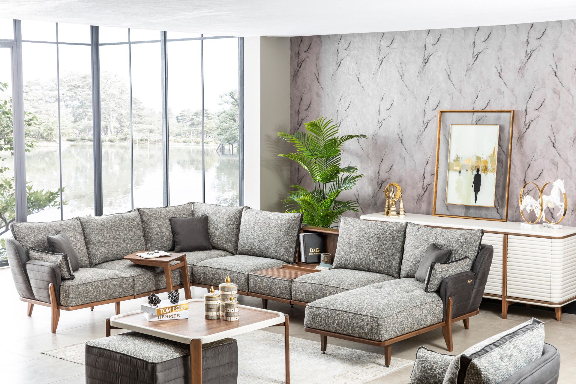 Bentley Köşe Koltuk Takımı, Gri İndirimli Mobilya