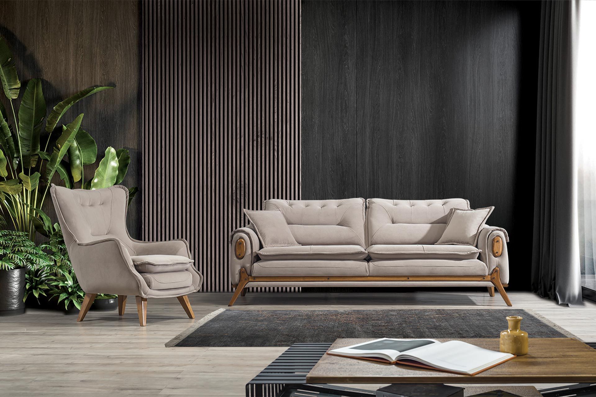 Açelya Koltuk Takımı, Krem İndirimli Mobilya