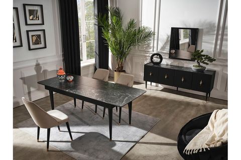 Siyah Creo Yemek Odası Takımı İndirimli Mobilya
