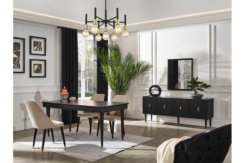 Siyah Creo Yemek Odası Takımı İndirimli Mobilya