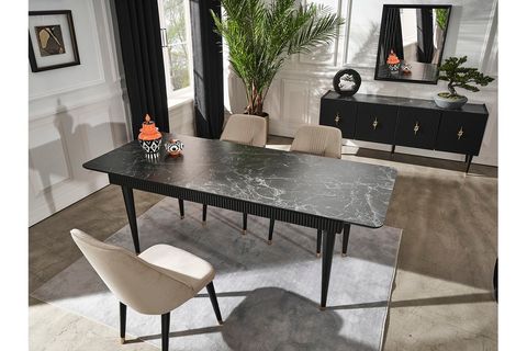 Siyah Creo Yemek Odası Takımı İndirimli Mobilya