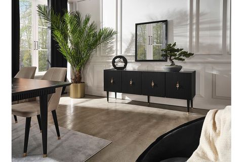 Siyah Creo Yemek Odası Takımı İndirimli Mobilya
