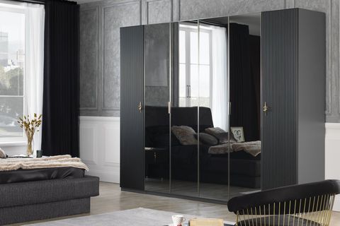 Creo Yatak Odası Takımı, Siyah, 6 Kapaklı İndirimli Mobilya