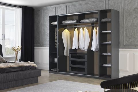 Creo Yatak Odası Takımı, Siyah, 6 Kapaklı İndirimli Mobilya