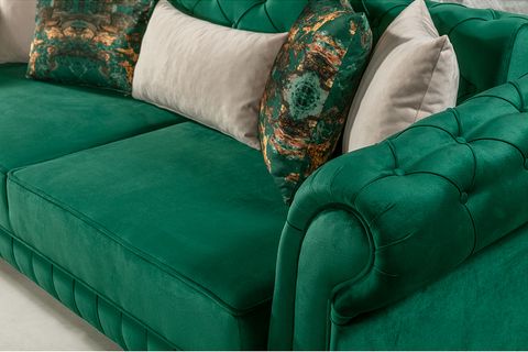Pedesa Chester Yataklı Koltuk Takımı, Yeşil Krem